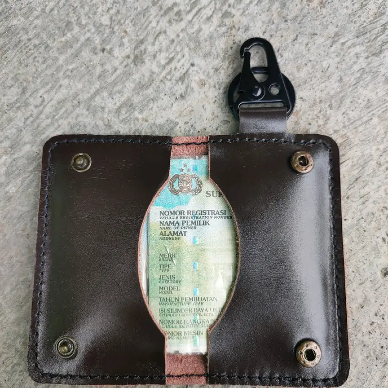Dompet STNK Kulit Sapi Asli Pull Up Elegan untuk Pria - Kartu 3