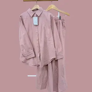 One set celana kulot ld 125  tangan panjang Wanita Muslim katun linen