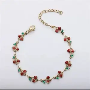 APRIL JEWELRY - Gelang Rantai Titanium Cherry Merah Pink