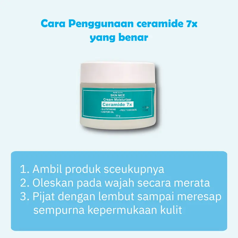 PAKET BUNDLING 2 PCS SKIN NICE 7x Ceramide Moisturizer Gel -50g/30g Moisturizer Krim untuk membantu mencerahkan Kulit Kering & Sensitif , Anti Aging Pelembab wajah Melembutkan 4