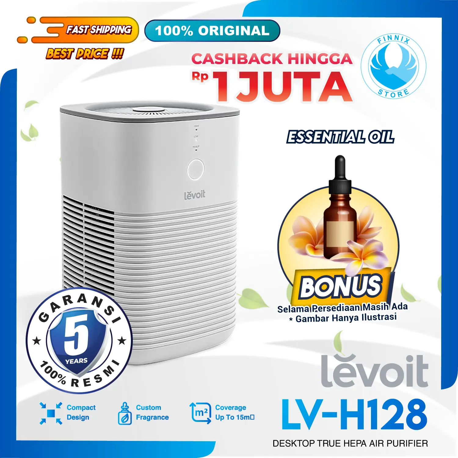 Levoit Air Purifier LV-H128 True HEPA H13 Filter Pembersih Udara Mesin