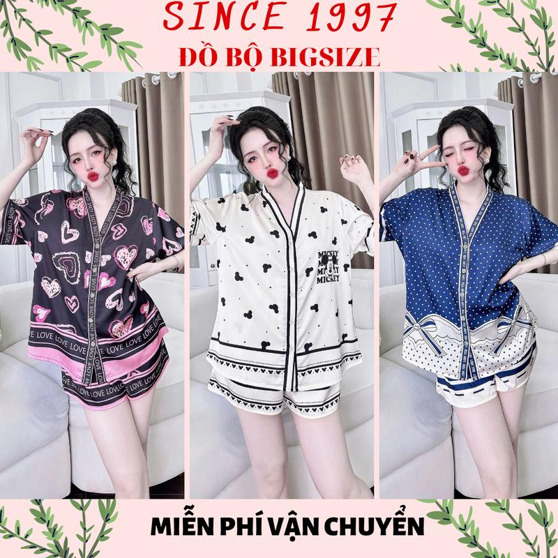 [55-100kg] Đồ bộ Bigsize ĐÙI LATIN IN 5D - SINCE1997 Pyjama Lụa Quần Ngủ Nữ Women dobo tay ngan