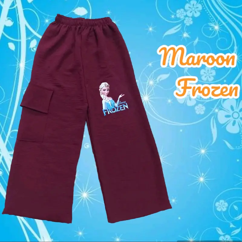 Cargo crinkle airflow/Celana cargo/kargo anak perempuan cantik/Celana anak motip/Celana cargo Kulot Frozen Fashion 8