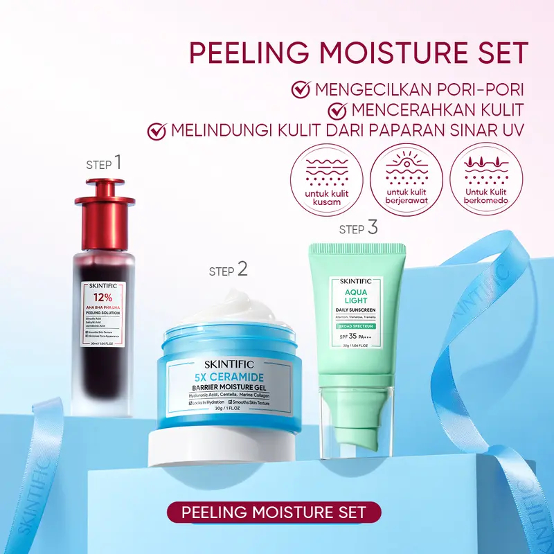 Skintific 3pcs Skincare Set Serum + Moisturizer + Sunscreen / Anti Dark Spot Set / Retinol Set / Peeling Set / Glowing Set / Acne Set / Repair Barrier Set 4