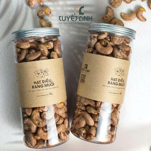 Combo 2 Hộp 500G Hạt Điều Rang Muối Tuyết Linh Loại A+ Size 