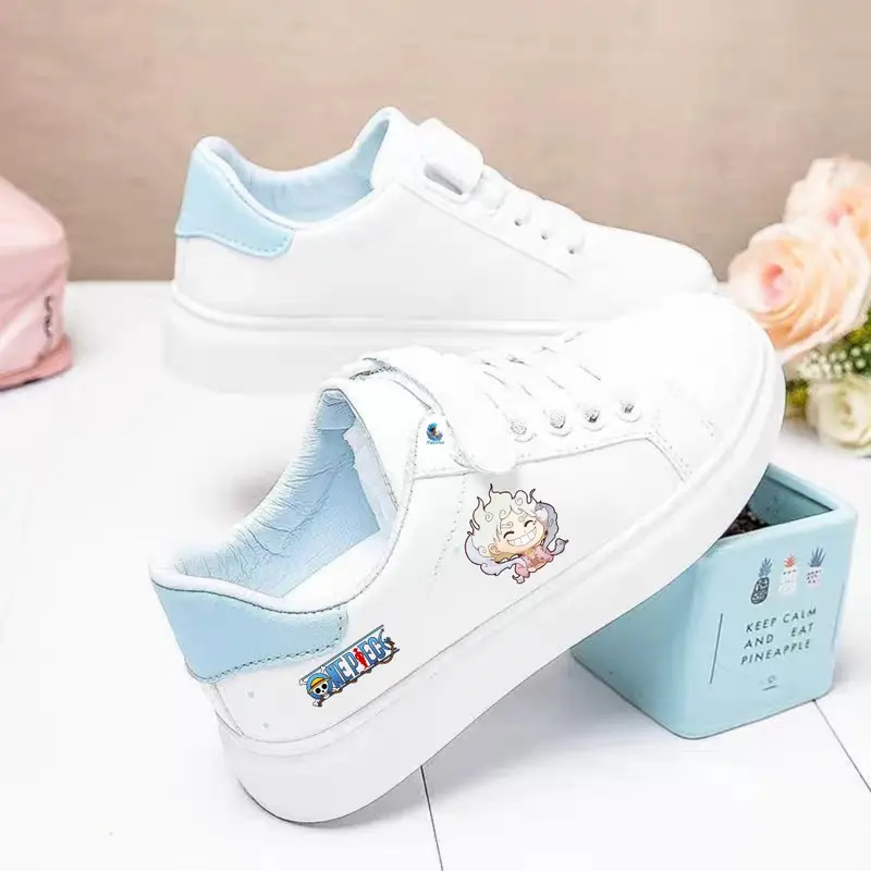Sepatu Anak Perempuan Luffy One Piece Motif Terbaru - Putih, Pink, Biru - TK/SD 2025 Fashion 3