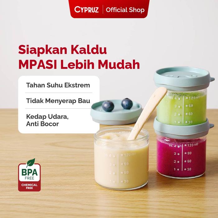 Gambar Cypruz Tempat Penyimpanan Makanan Wadah Kaca Baby Food Jar 120ml 3 Pcs dari Cypruz Kitchenware Kota Administrasi Jakarta Utara Tokopedia