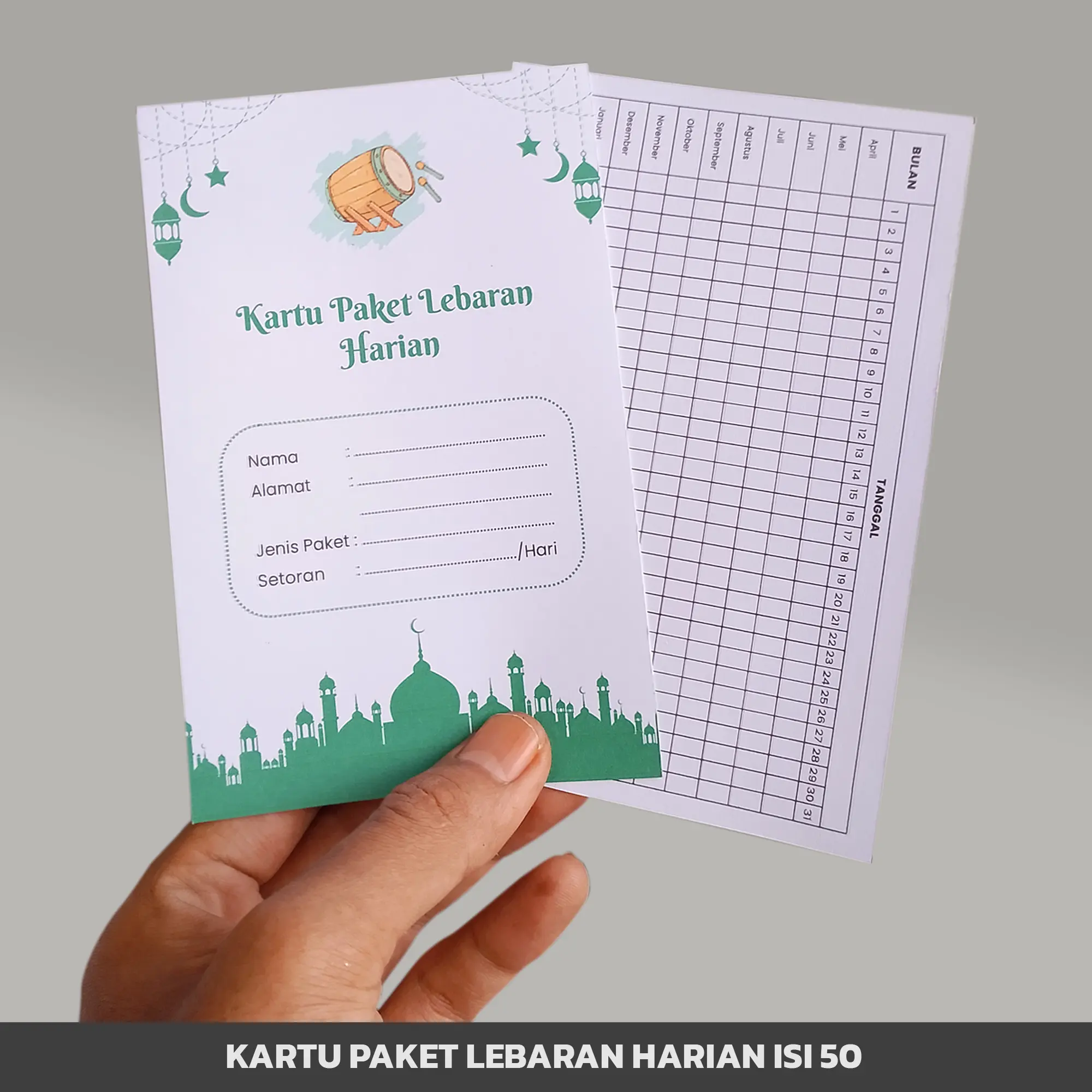 (ISI 50 PCS) KARTU PAKET LEBARAN 10X15 CM, HARIAN, MINGGUAN, BULANAN / KARTU TABUNGAN HARI RAYA IDUL FITRI