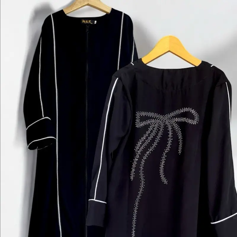 Abaya Anak List Pita Jetblack Kiara 4-12 Tahun -  Gamis Muslim Hitam Jetblack anak perempuan Variasi Putih Dress Tanggung 0