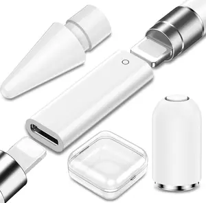 USB C to Pencil Gen Adapter Type C Female for Lightning Female, iPencil Stylus Nib Tip for Apple Pencil, Magnetic Top Cover Replacement Cap for Apple Pen