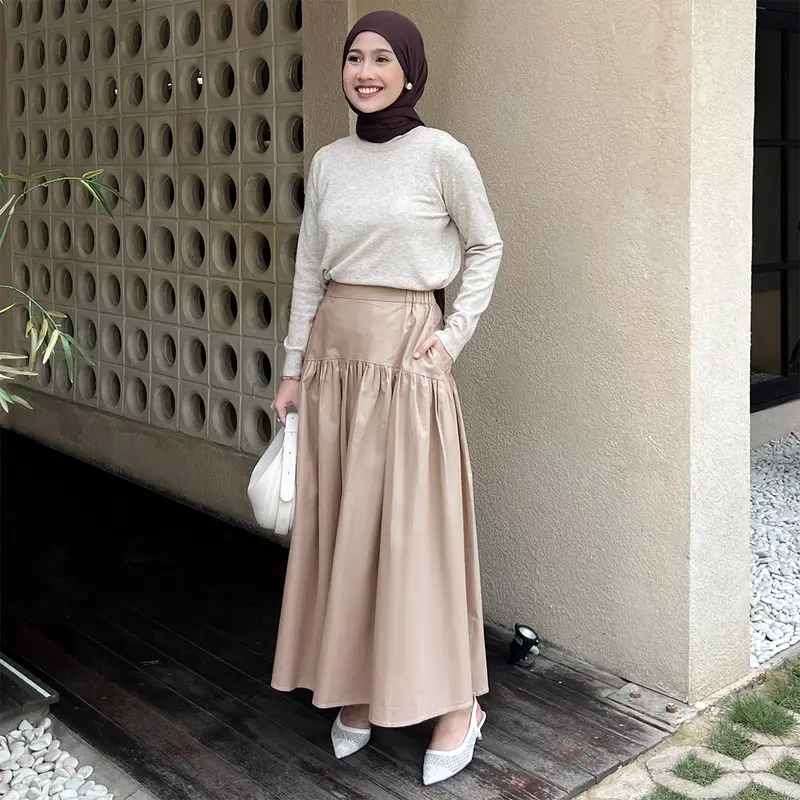 YEPPUOUTFIT - Nanda Skirt | Basic Bawahan Rok Wanita Panjang Muslim Adem Nyaman Girly Outfit Casual Hijab Style Katun Serut 1