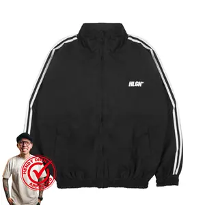 Hooligans Jacket Tracktop Linea Lyte 22.1 Black  Jaket Polyester  Zipper  Basic Casual  Hitam Pria