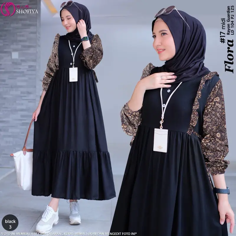 AISYAH MIDI DRESS  RAYON // DRESS GAMIS WANITA BUSUI FORMAL CASUAL PESTA GAMIS KEKINIAN Motif Variasi