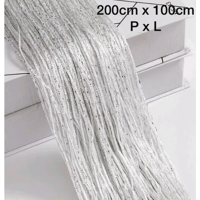 Tirai Glitter dekorasi warna putih 100x200cm 5