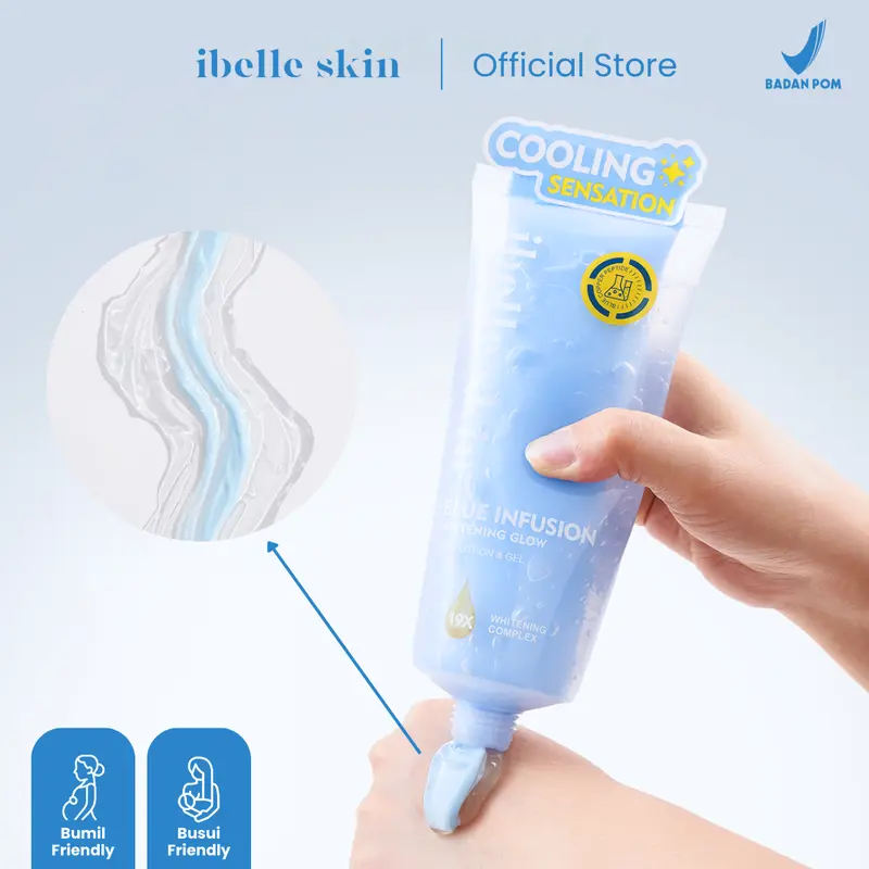 Infus Duo Premium Body Lotion & Gel Whitening - Blue Infusion Whitening Glow Duo | Handbody | 19X Whitening Complex, 5% Niacinamide, & Blue Copper Peptide | Mencerahkan, Melembabkan, & Menutrisi Kulit | IBELLE SKIN 6