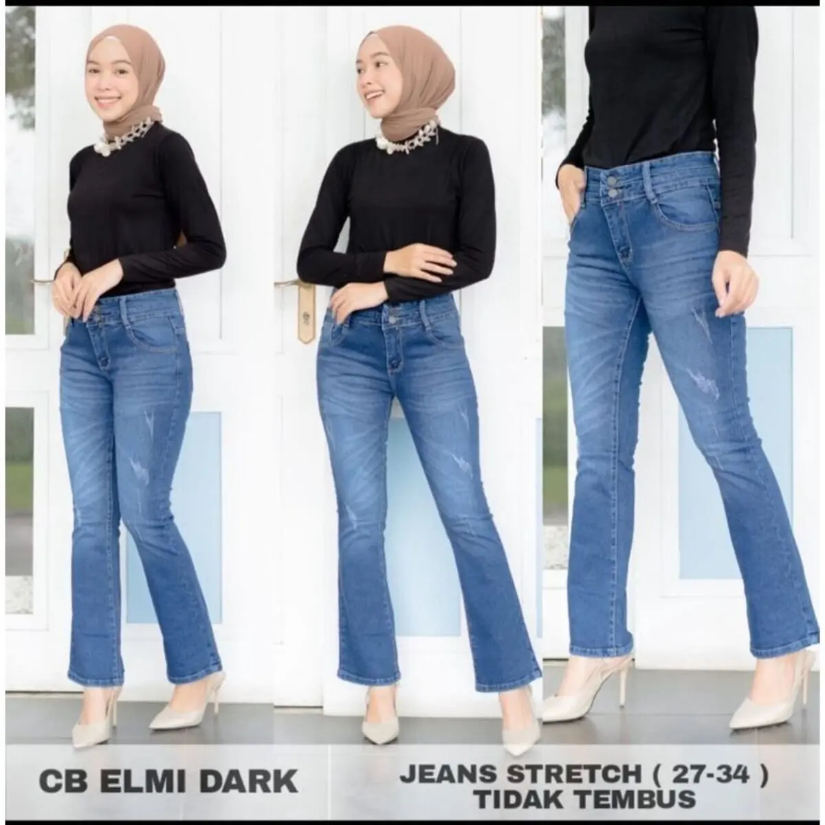 ELMI CELANA JEANS CUTBRAY WANITA KANCING DUA