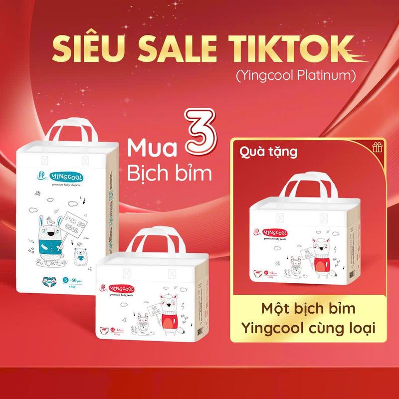 [ Tặng 01 Bịch Bỉm cùng loại - Combo 3b ] Bỉm YINGCOOL Size NB64 /SD60/MD56/MQ50/L48/XL44/XXL42/XXXL40 tã bỉm Cho Bé