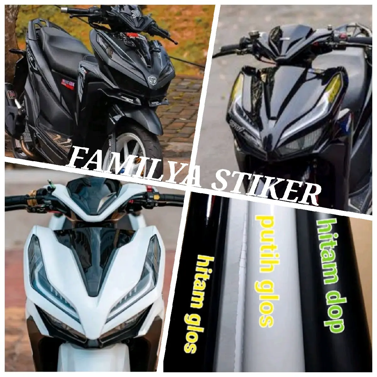 Stiker skotlet motor hitam glossy hitam doff stiker sekotlet motor putih dof putih glossy