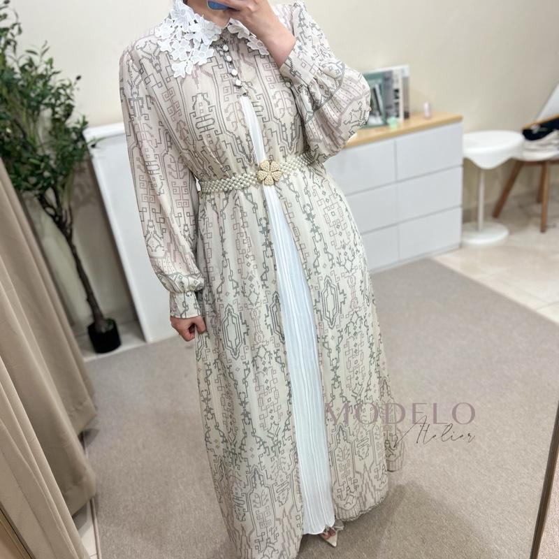 Clemira Dress Set Outer PREMIUM 2in1 / Gamis Ceruty Inner Outer free belt / MODELO 6