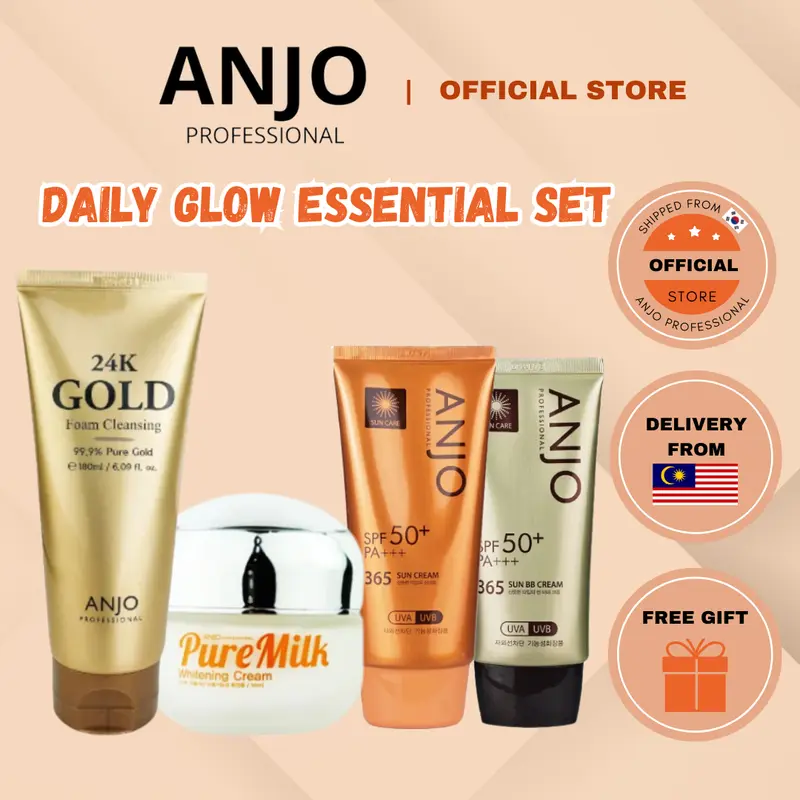 Nettoyant Moussant ANJO 24K Gold Foam - 180ml Pour Tous Types De Peau, Fabriqué En Corée