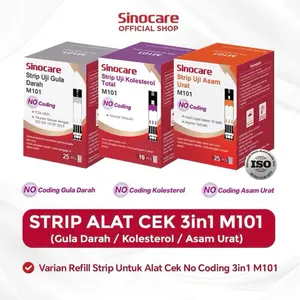 Strip Alat Check  3 in 1 Sinocare M101 - No Codding Gula Darah Kolesterol Asam Urat