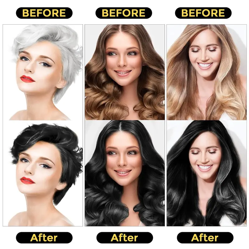 Hair Color Shampoo Penghitam Rambut Uban By Keratine Queen Shampoo - BLACK 3