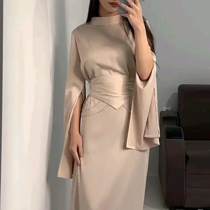 sachin and babi light blue dress 1084 midi dress merah wanita korean style elegan dan mewah knit premium  pendek - Shop