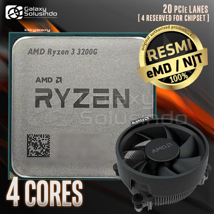 Gambar AMD Ryzen 3 3200G 4 Cores 4 Threads AM4 TRAY + Wraith Stealth Cooler Fan Processor dari GASOL SUMBERSARI Kota Malang Tokopedia