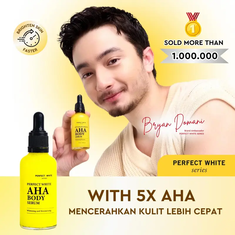 [AFF] [4PCS] PERFECT WHITE AHA Body Serum 50ml + AHA Kojic Brightening Body Lotion 100ml + AHA Kojic Brightening Body Wash + Free 1pcs Sachet Snow White | Paket Perawatan Kulit Mencerahkan Badan Sabun Whitening Pencerah Noda Hitam Tubuh Niacinamide 1