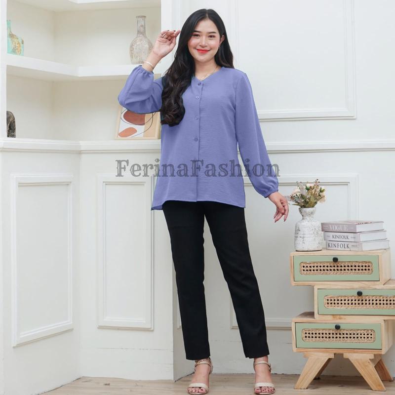 Bilenza Blouse Atasan Wanita Polos Bahan Crinkle Premium 4