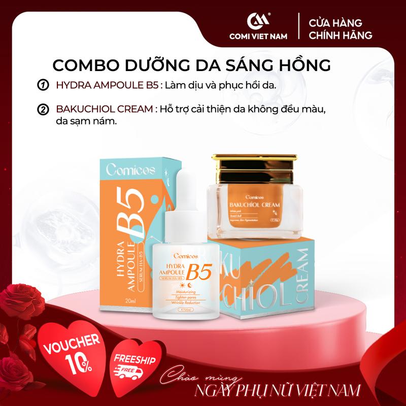 Combo Tinh Chất Cấp Ẩm Serum B5 HA(20ml) và Kem Face dưỡng da Huyết Yến Bakuchiol(20g). Hỗ trợ cấp nước, cấp ẩm  cho da skincare Son