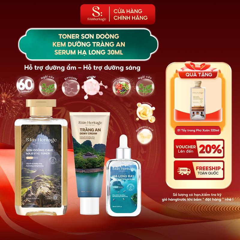 DEAL TẾT Bộ Sản Phẩm Phục Hồi Cấp Ẩm Dưỡng Da Toner Sơn Đoòng & Serum Hạ Long & Kem Dưỡng Tràng An S:KIN HERITAGE Phù Hợp Cho Mọi Loại Da