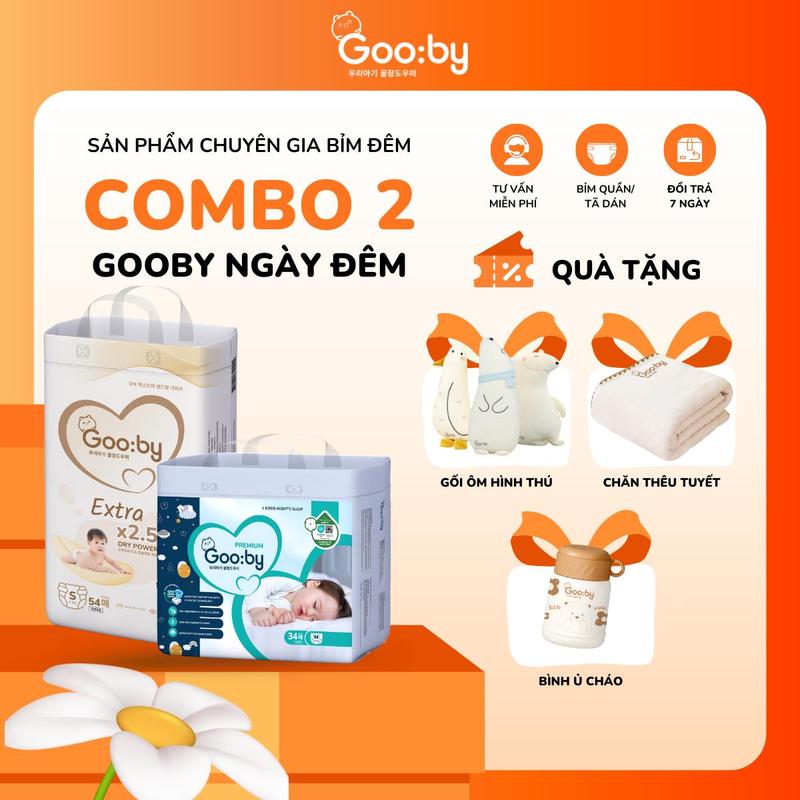 Combo 2 Mix Tã bỉm Gooby Ngày và Đêm mềm mại an toàn siêu thấm hút cho bé size NB S M L XL XXL XXXL cho bé từ 4kg - 35kg