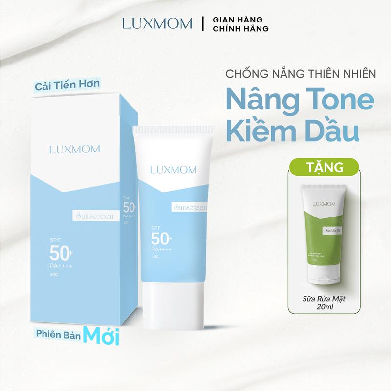 MUA 1 TẶNG 1 Kem Chống Nắng Luxmom 2IN1 + Tặng Kèm Sữa Rửa Mặt 20ml + Hỗ Trợ Nâng Tông Kiềm Dầu 40G