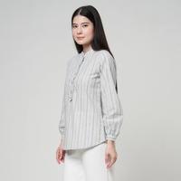 Gambar MCB Blouse Wanita Lengan Panjang Rimple Stripe Biru-Hijau Reg Big Size M-XXXXL | 55.5102125 - Biru-Hijau, L dari MCB CLOTHING Kab. Tulungagung 3 Tokopedia