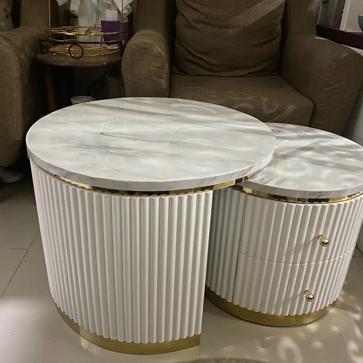 Meja tamu twin bulat jumbo D55 dan 65