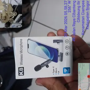 K8 Microphone Wireless Clip On Mic Mikrofon Nirkabel HP Vlogging Podcast Noise Reduction