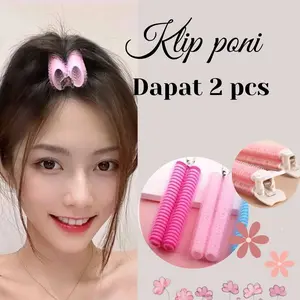 (Dapat 2pcs) Klip Poni Tetap Stereotip Berbulu Gaya Korea original / ROLL JEPIT