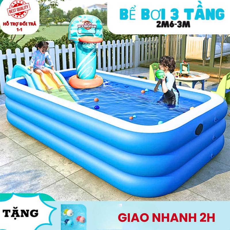 Hồ bơi cho bé 3 tầng loại 3M 2M6 2m1 và 1m8,1M5 ... Bể bơi 3 tầng đáy 2 lớp chống trượt An toàn