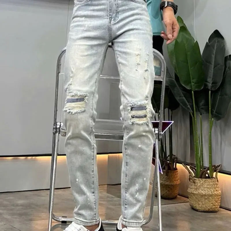 Quần jean nam xanh đắp vải chất liệu denim cao cấp - Diễm Nhi Store Ms91