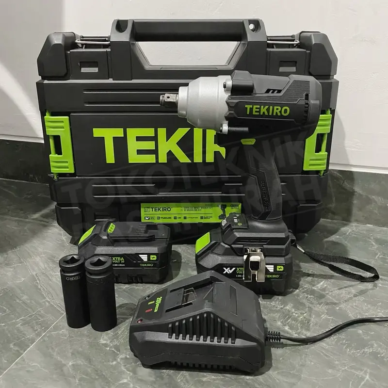 Tekiro Cordless Impact Impek Wrench Brushless 1/2” Mesin Buka baut ban Mobil 600nm 2 baterai 0