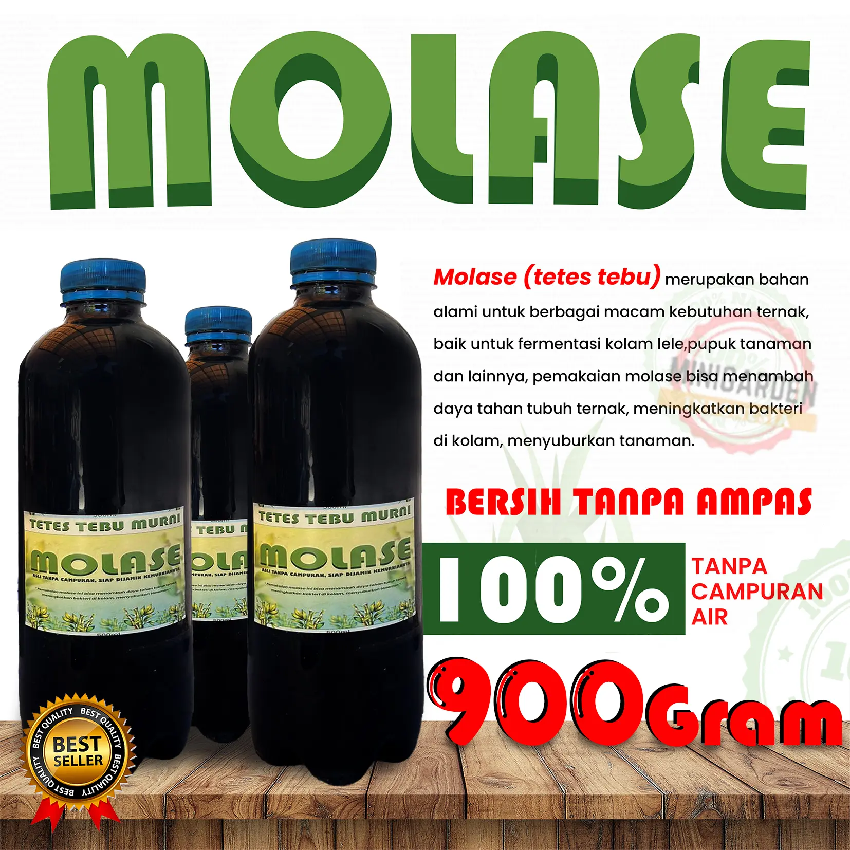 MOLASE TETES TEBU 100% MURNI 900Gram probiotik fermentasi pertanian ikan peternakan perkebunan em4