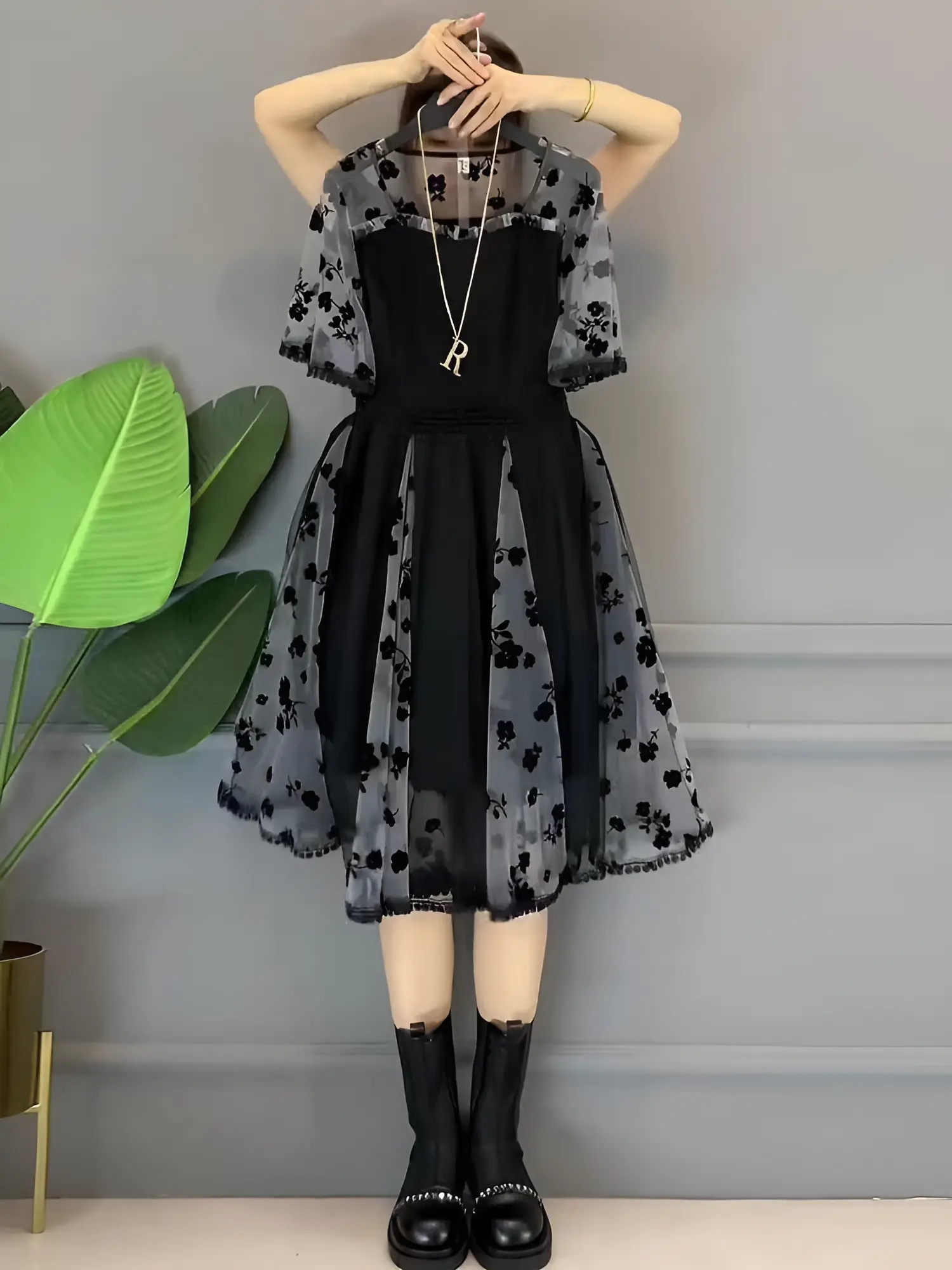 Dress Hitam  Korean Style , Casual Pendek