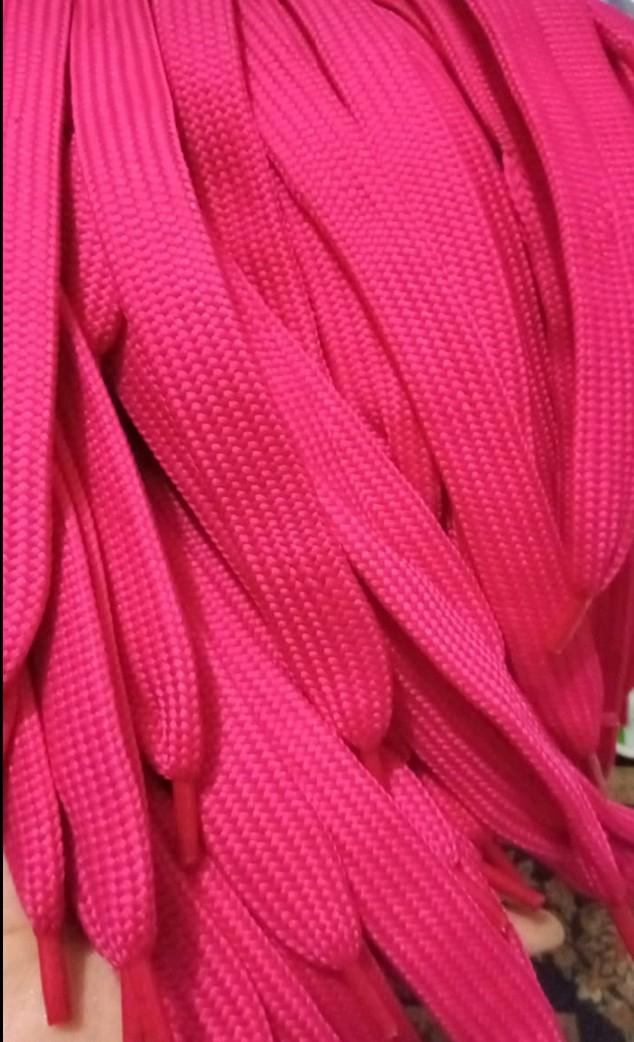 tali sepatu gemuk lebar 2 cm warna PINK FANTA harga per pasang