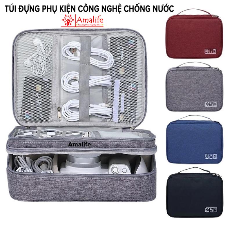  Túi Đựng Phụ Kiện 3 Ngăn Lớn Cải Tiến Nhiều Ngăn Chống Nước Chống Sốc – Túi Đựng Phụ Kiện Điện Thoại Máy Tính Bảng Chính Hãng Amalife 