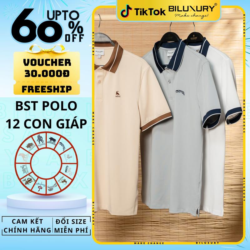 [BST MỚI 2025] Áo Polo Linh Vật Biluxury Cao Cấp Thiết kế tinh tế form ôm vừa người tôn dáng trẻ trung Nam Ngắn Tay Menswear Shirt Có Cổ