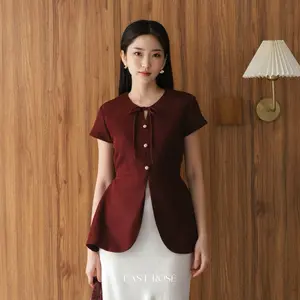 [EastRose] Mason Top | Top Wanita | Atasan Korea Wanita | Blus Wanita Terbaru | Kemeja Wanita | Korean Top Formal Linen Crop Panjang Kaos Oversize