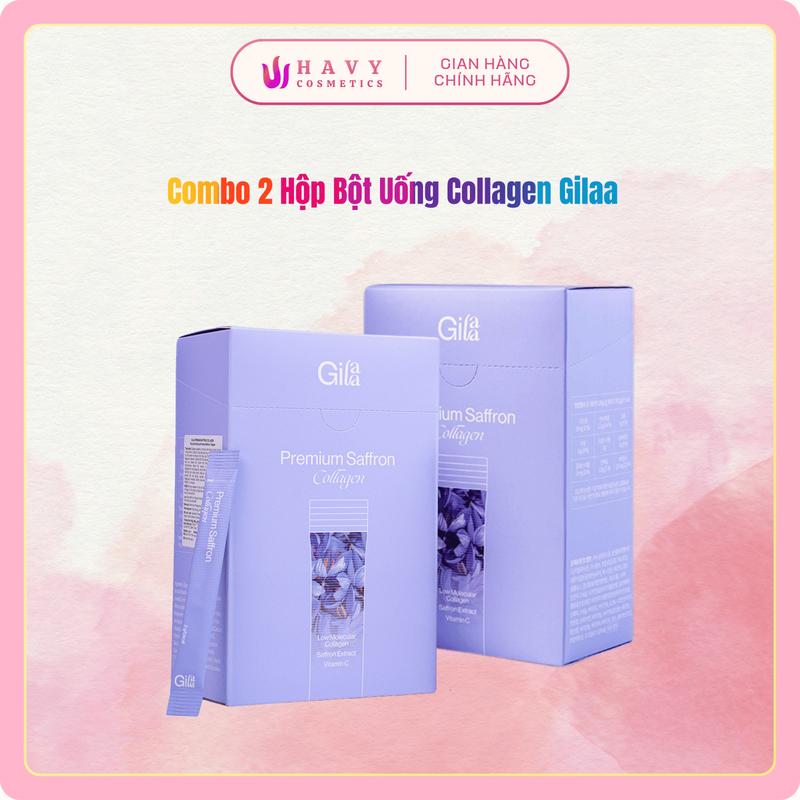  Combo 2 Hộp bột uống Collagen Kết Hợp Saffron Gilaa  60 gói x 2 Hộp  
