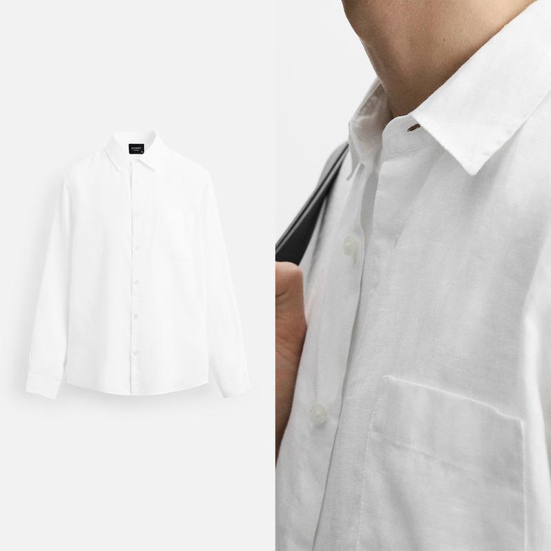 Áo sơ mi nam ROWAY vải linen thoáng mát, form regular | dài tay linen