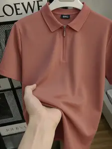 Kaos Polo Shirt Pria Stylish Kerah Zipper Lengan Pendek Bahan Katun Cutilakos Ukuran M-XXL Slimfit Curve Adem Nyaman untuk Casual Formal